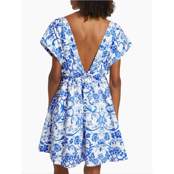 Carolina Herrera Floral Ruffled Minidress in Bluebell Multi US 10 $1990 - Picture 4 of 12